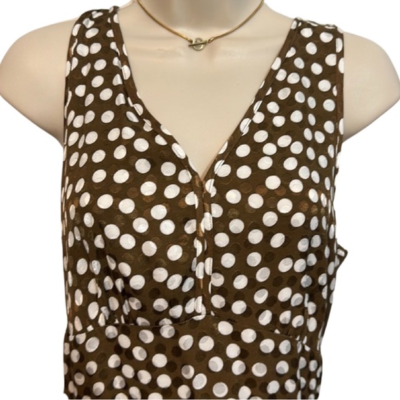 J. Crew Brown Polka Dot Jacquard Sleeveless Peplum Top - Picture 3 of 5